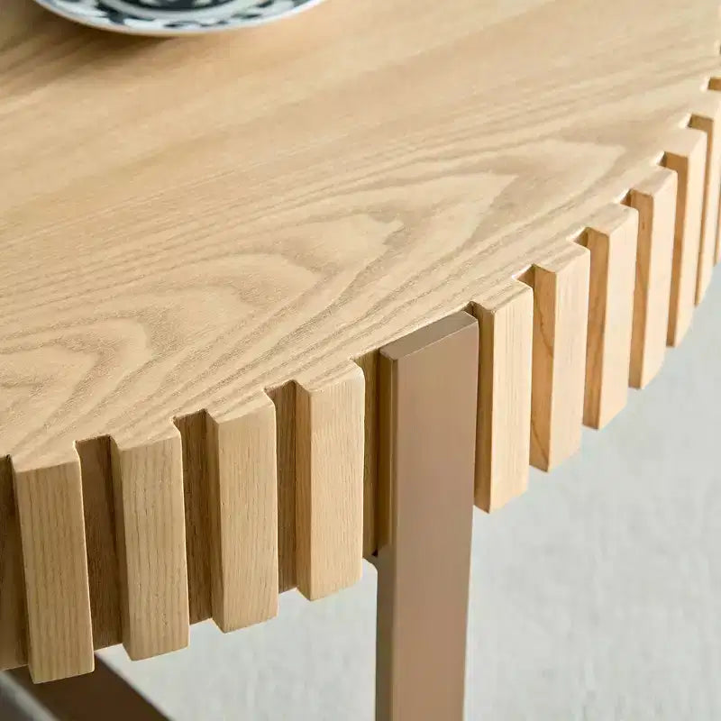 Modern Handcrafted Wooden Coffee Table, 31.5L with Sturdy Pedestal, Space-Saving Round Center Table for Small Living Room Office