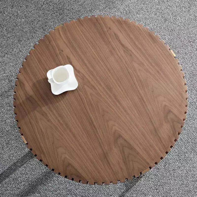 Modern Handcrafted Wooden Coffee Table, 31.5L with Sturdy Pedestal, Space-Saving Round Center Table for Small Living Room Office