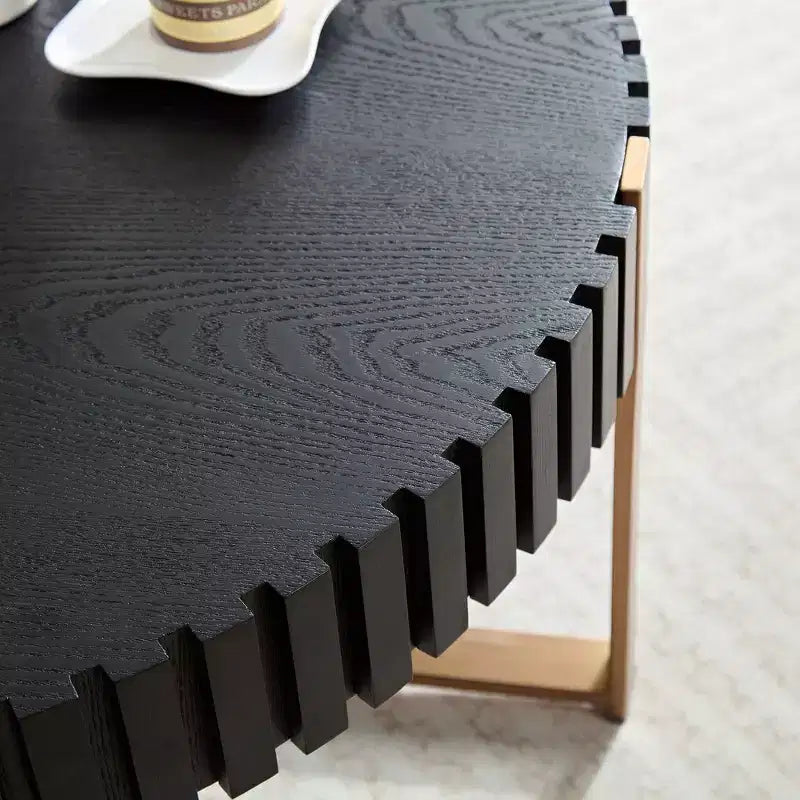 Modern Handcrafted Wooden Coffee Table, 31.5L with Sturdy Pedestal, Space-Saving Round Center Table for Small Living Room Office