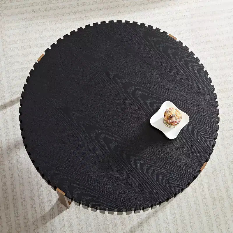 Modern Handcrafted Wooden Coffee Table, 31.5L with Sturdy Pedestal, Space-Saving Round Center Table for Small Living Room Office