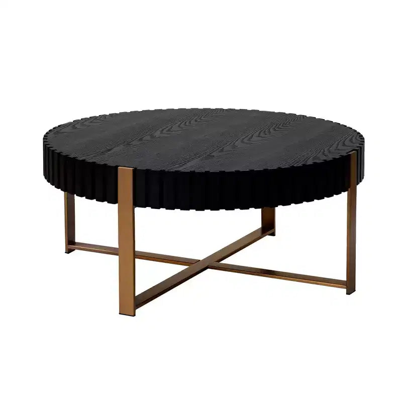 Modern Handcrafted Wooden Coffee Table, 31.5L with Sturdy Pedestal, Space-Saving Round Center Table for Small Living Room Office