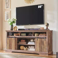 TV Stand for 80inch TVs with Sliding Door, Adjustable Shelf & Storage, 32inch Tall Modern Media Console for Living Room