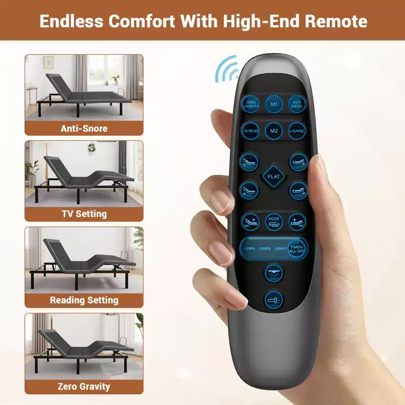 Adjustable Bed Frame With Massage, Twin XL Adjustable Bed Base With 1 USB Port & Under-Bed Night Light, Head & Foot Incline