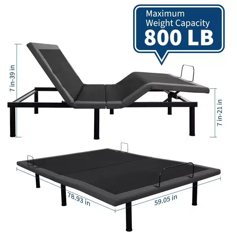 Cadre de lit réglable avec massage, sommier réglable Twin XL avec 1 port USB et veilleuse sous le lit, inclinaison de la tête et des pieds