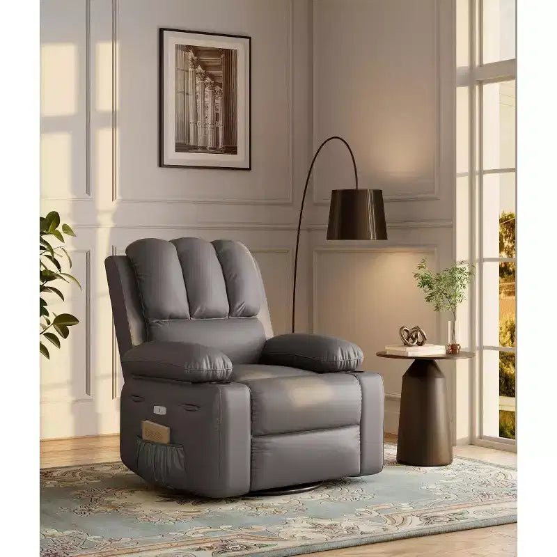 Power Recliner sofawith Massage, Swivel Rocker, USB Port, Cup Holders, Side Pockets, Extra-Wide Seat, Living Room