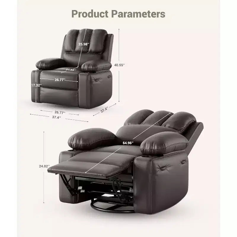 Power Recliner sofawith Massage, Swivel Rocker, USB Port, Cup Holders, Side Pockets, Extra-Wide Seat, Living Room