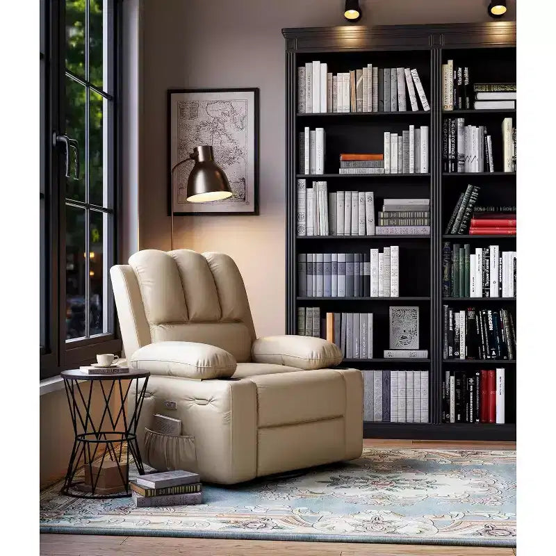 Power Recliner sofawith Massage, Swivel Rocker, USB Port, Cup Holders, Side Pockets, Extra-Wide Seat, Living Room