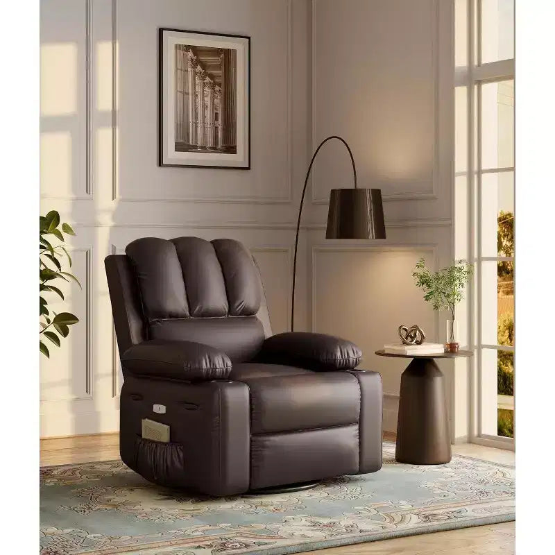 Power Recliner sofawith Massage, Swivel Rocker, USB Port, Cup Holders, Side Pockets, Extra-Wide Seat, Living Room