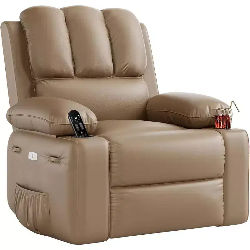 Power Recliner sofawith Massage, Swivel Rocker, USB Port, Cup Holders, Side Pockets, Extra-Wide Seat, Living Room