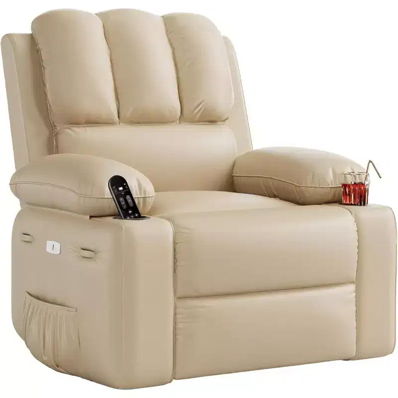Power Recliner sofawith Massage, Swivel Rocker, USB Port, Cup Holders, Side Pockets, Extra-Wide Seat, Living Room