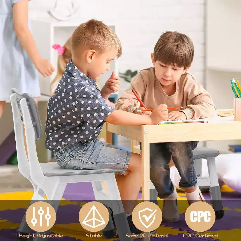 3-Level Height Adjustable Kid Chair 2-Pack for Ages 26 with Non-Slip Feet & Ergonomic Backrest