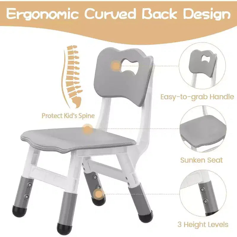 3-Level Height Adjustable Kid Chair 2-Pack for Ages 26 with Non-Slip Feet & Ergonomic Backrest