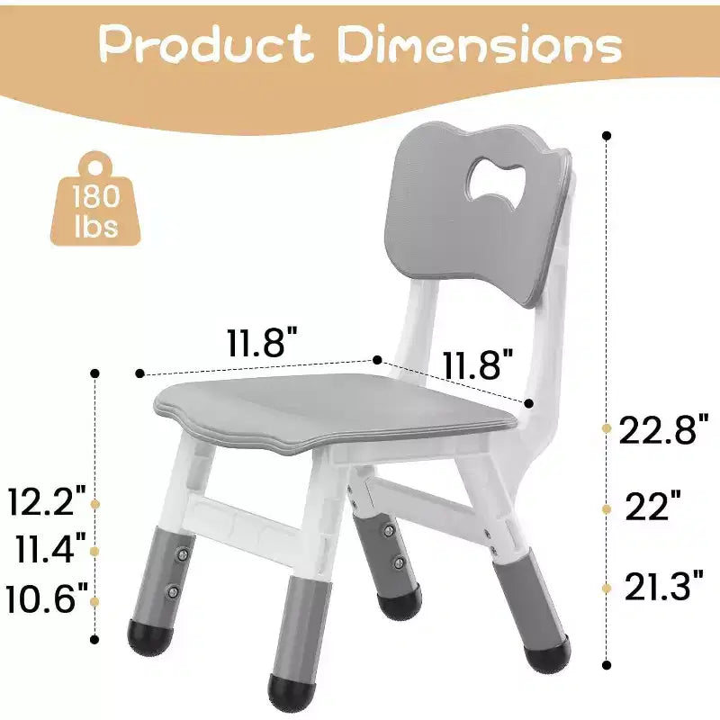 3-Level Height Adjustable Kid Chair 2-Pack for Ages 26 with Non-Slip Feet & Ergonomic Backrest