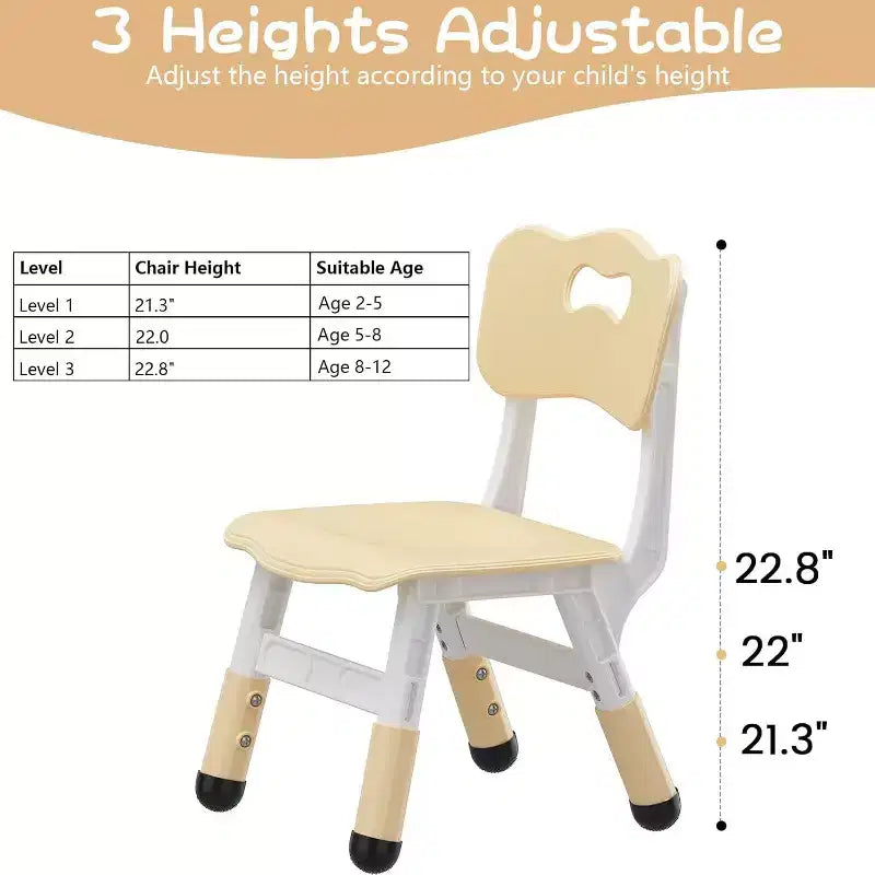 3-Level Height Adjustable Kid Chair 2-Pack for Ages 26 with Non-Slip Feet & Ergonomic Backrest