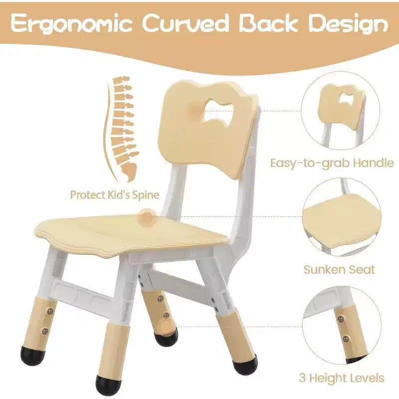3-Level Height Adjustable Kid Chair 2-Pack for Ages 26 with Non-Slip Feet & Ergonomic Backrest