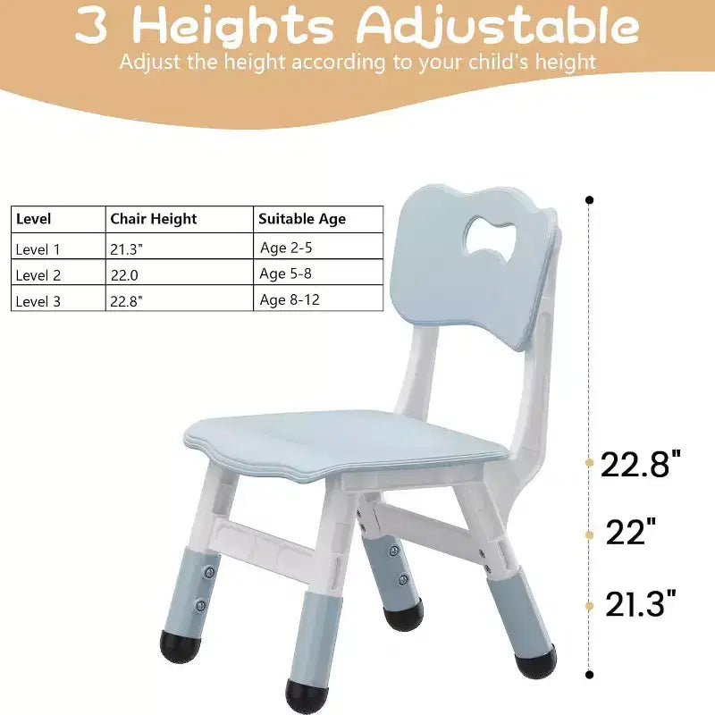 3-Level Height Adjustable Kid Chair 2-Pack for Ages 26 with Non-Slip Feet & Ergonomic Backrest