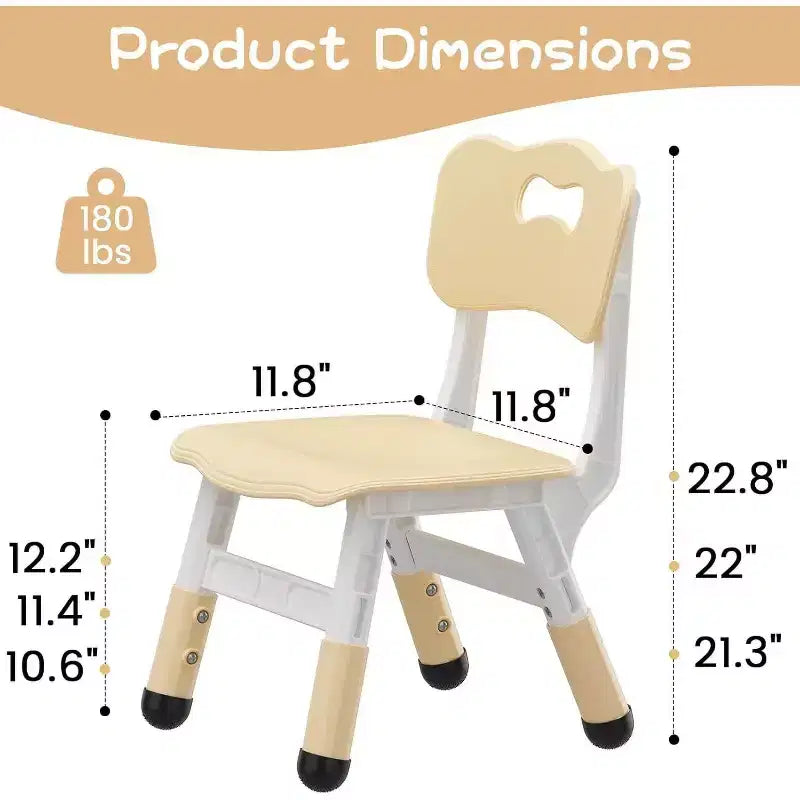 3-Level Height Adjustable Kid Chair 2-Pack for Ages 26 with Non-Slip Feet & Ergonomic Backrest