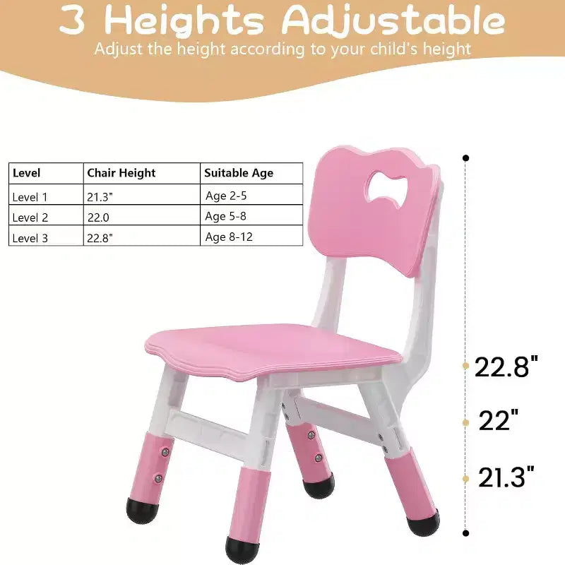 3-Level Height Adjustable Kid Chair 2-Pack for Ages 26 with Non-Slip Feet & Ergonomic Backrest