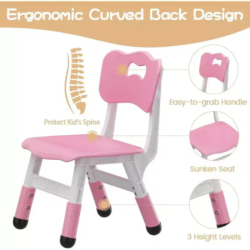 3-Level Height Adjustable Kid Chair 2-Pack for Ages 26 with Non-Slip Feet & Ergonomic Backrest