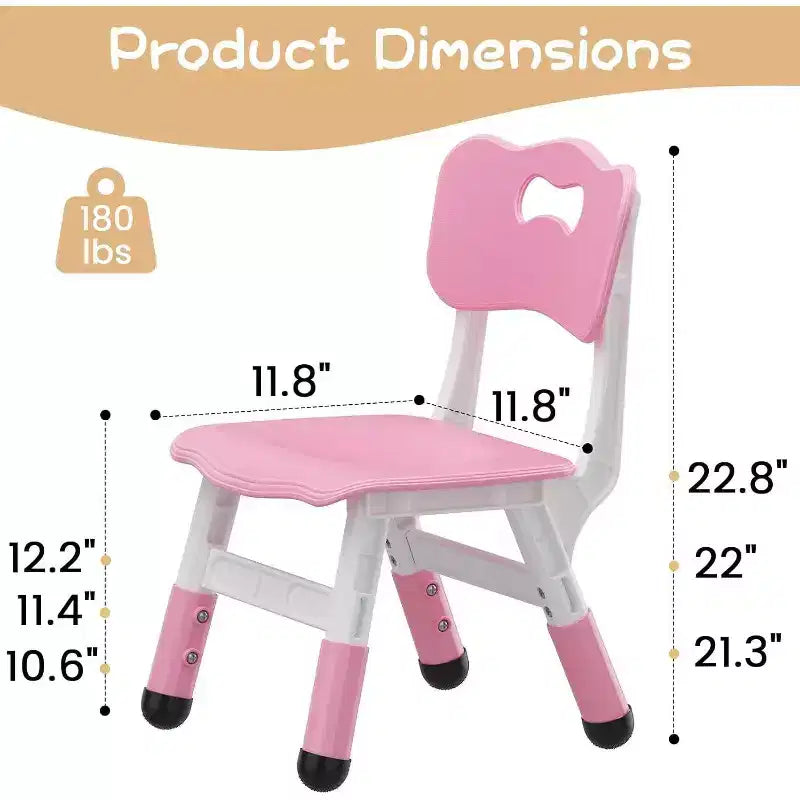 3-Level Height Adjustable Kid Chair 2-Pack for Ages 26 with Non-Slip Feet & Ergonomic Backrest