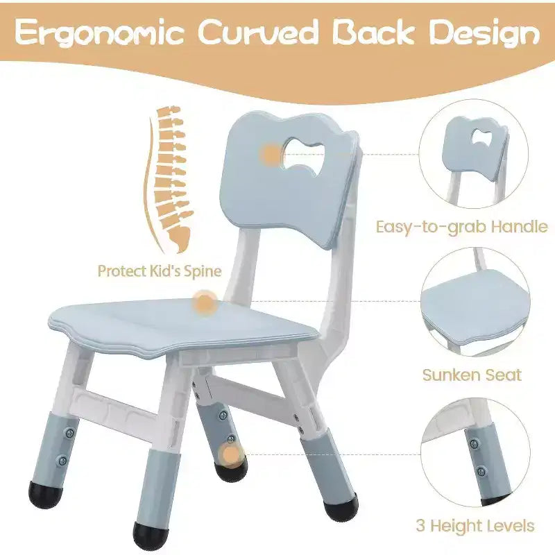 3-Level Height Adjustable Kid Chair 2-Pack for Ages 26 with Non-Slip Feet & Ergonomic Backrest