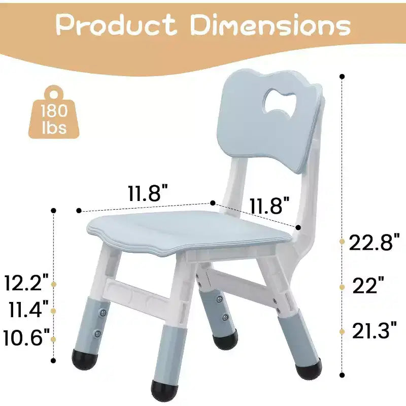 3-Level Height Adjustable Kid Chair 2-Pack for Ages 26 with Non-Slip Feet & Ergonomic Backrest
