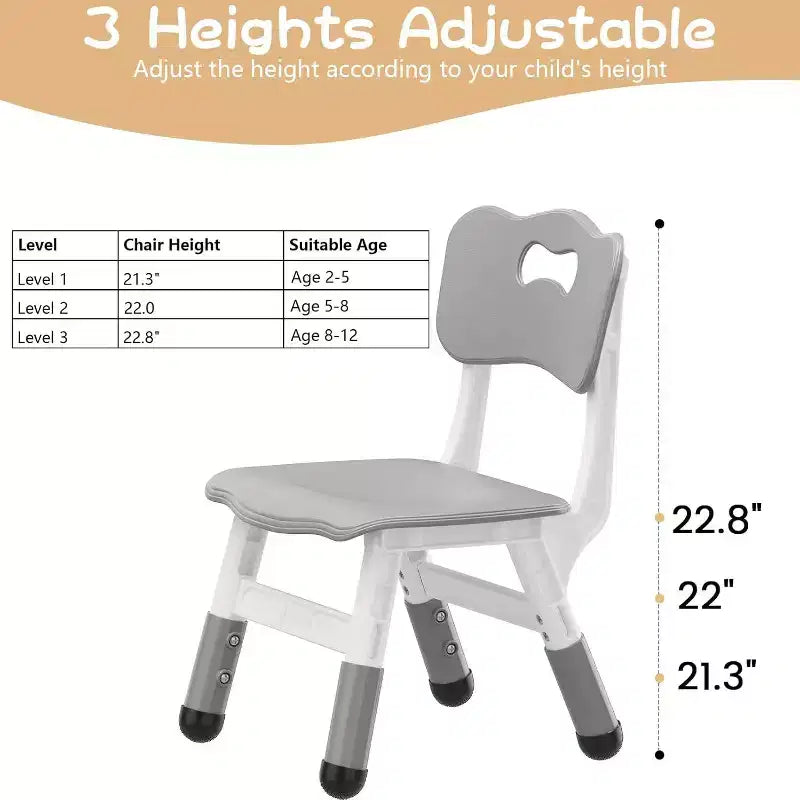 3-Level Height Adjustable Kid Chair 2-Pack for Ages 26 with Non-Slip Feet & Ergonomic Backrest