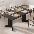 Farmhouse Style Large Wooden Dining Table for 6-8, Rectangular Kitchen Table with Cushioned Top and Distinctive V-Shaped Legs