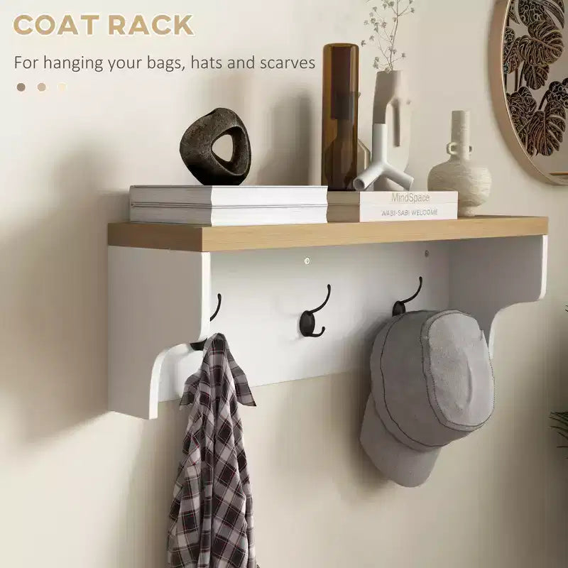Hall Tree with 9 Pair Shoe Storage 2 in 1 Coat Rack Shoe Bench Set for Modern Entryway Hallway White