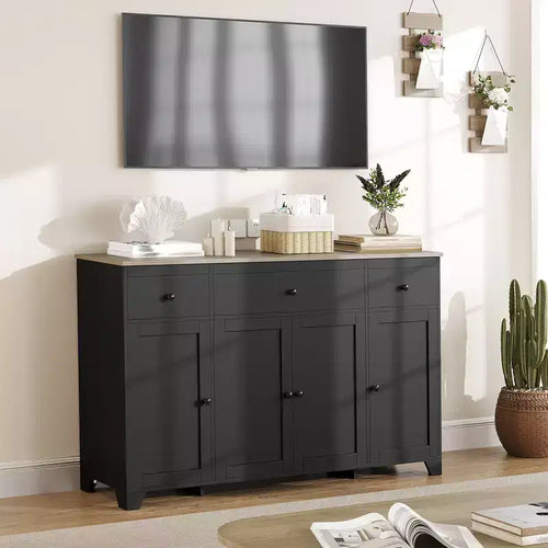 1 Particleboard Sideboard 15Mm E1 4-Door 3-Drawer Dining Cabinet with Durable Construction, Spacious Storage, Stylish Design, Easy Assembly