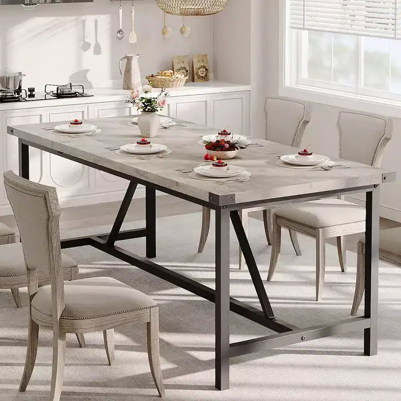 Modern Dining Table for 6-8,70.87 Industrial Dining Room Table for Home/Kitchen