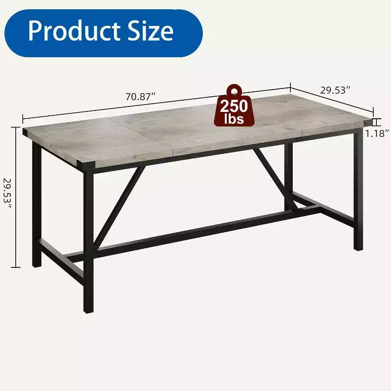 Modern Dining Table for 6-8,70.87 Industrial Dining Room Table for Home/Kitchen