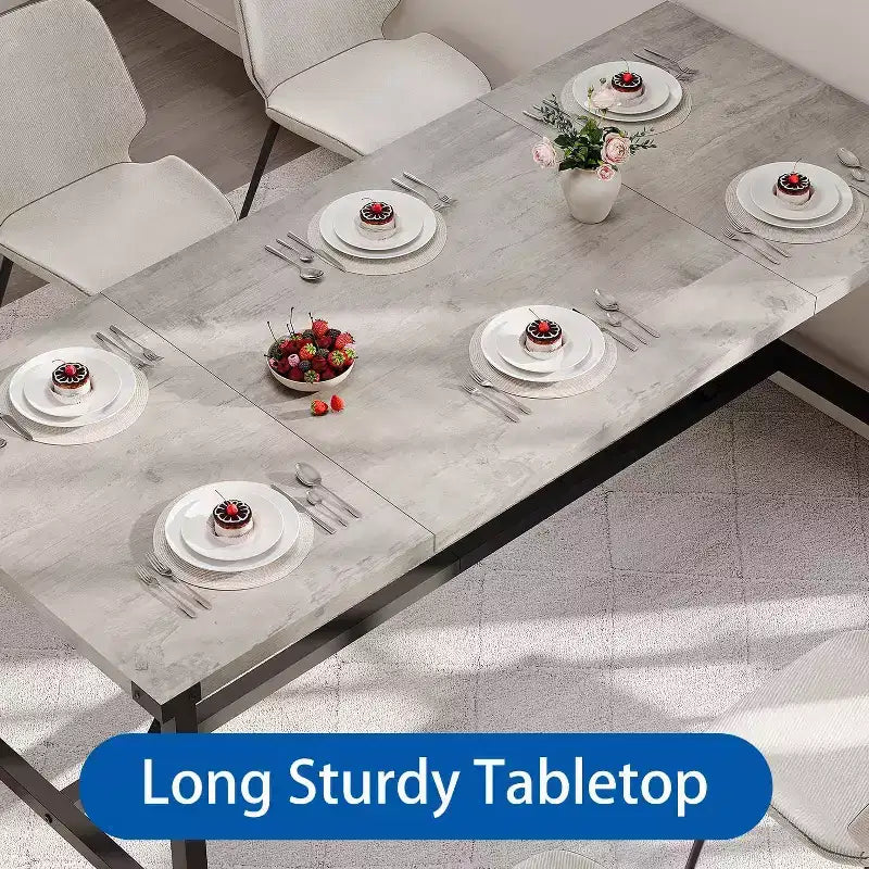 Modern Dining Table for 6-8,70.87 Industrial Dining Room Table for Home/Kitchen
