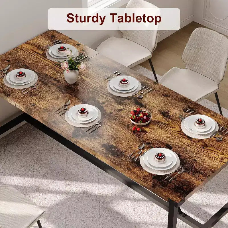 Modern Dining Table for 6-8,70.87 Industrial Dining Room Table for Home/Kitchen
