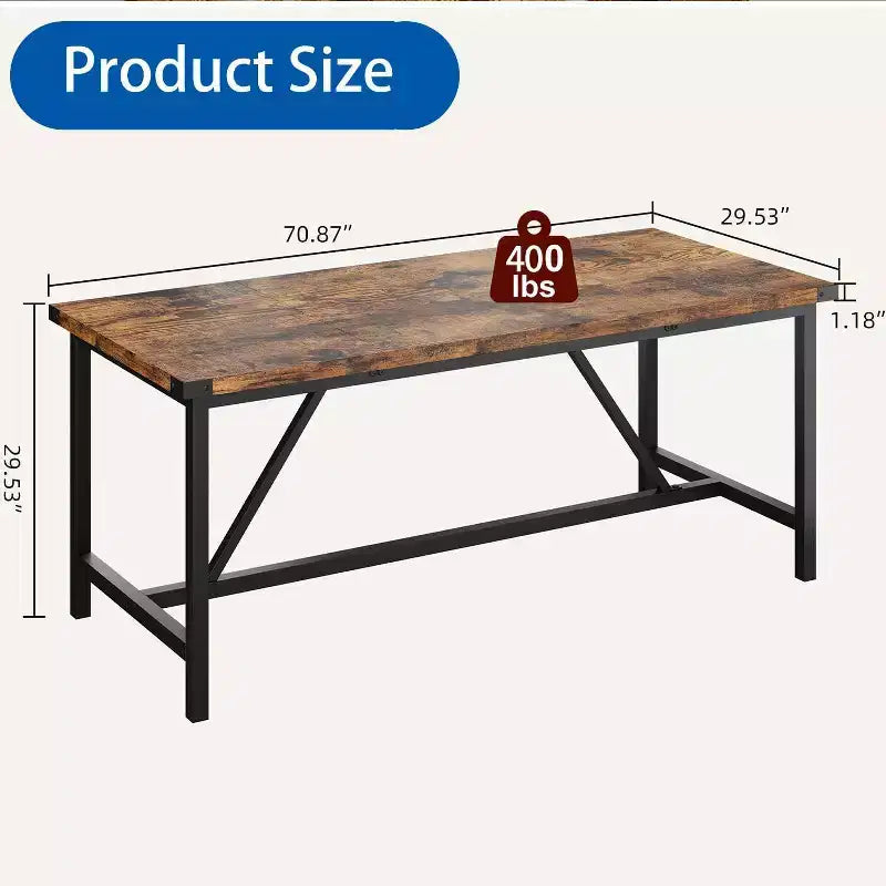 Modern Dining Table for 6-8,70.87 Industrial Dining Room Table for Home/Kitchen