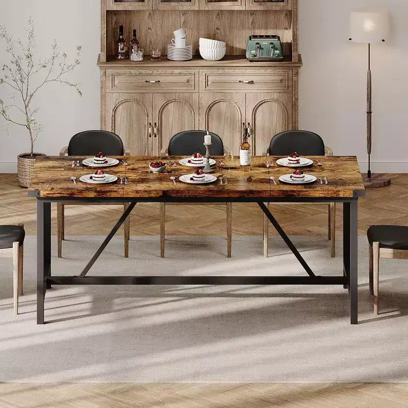 Modern Dining Table for 6-8,70.87 Industrial Dining Room Table for Home/Kitchen