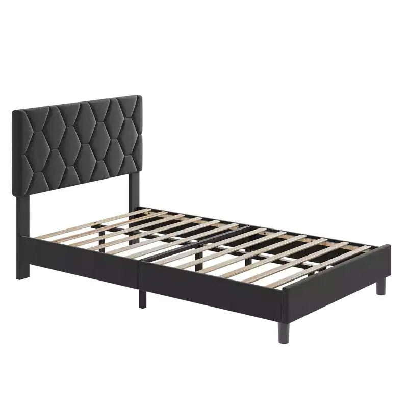 Twin Bed Frame Upholstered Platform Bed Frame with Fabric Headboard
