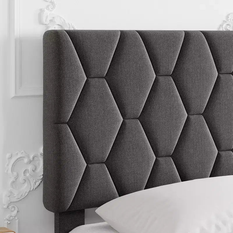 Twin Bed Frame Upholstered Platform Bed Frame with Fabric Headboard