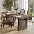 PexFix 67 x 33.5 Farmhouse Kitchen Dining Room Table Furniture Square Walnut Kitchen Table with Rattan Woven Legs for Kitchen Bar Living Room