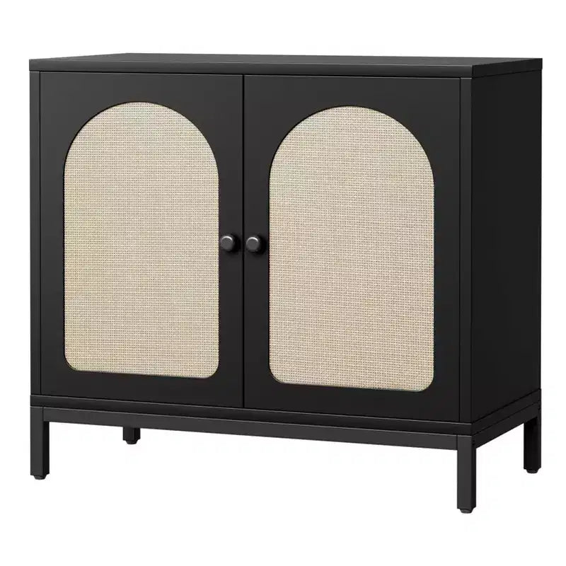 Sideboard Buffet Cabinet, Kitchen Storage Sideboard with Rattan Decorated Doors, Liquor Coffee Buffet Accent Cabinet