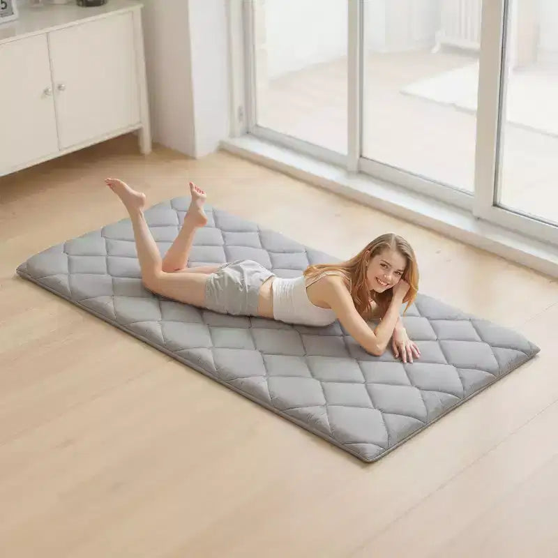 Japanese Tatami Mat, Twin Size Foldable Japanese Tatami Mattress, Futon Mattress with Storage Bag, 9-Layer Floor Mat, 80 x 39 x 3.5 in, Gray