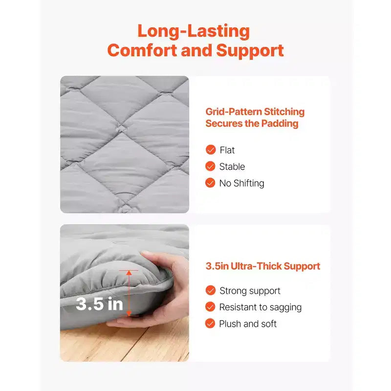 Japanese Tatami Mat, Twin Size Foldable Japanese Tatami Mattress, Futon Mattress with Storage Bag, 9-Layer Floor Mat, 80 x 39 x 3.5 in, Gray