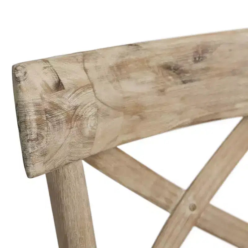 1pc Counter Height Barstool Beach: Mid-Century Modern, Acacia Frame, X-Back Design