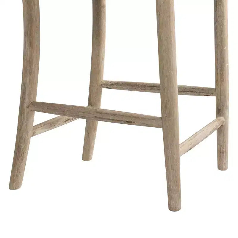 1pc Counter Height Barstool Beach: Mid-Century Modern, Acacia Frame, X-Back Design