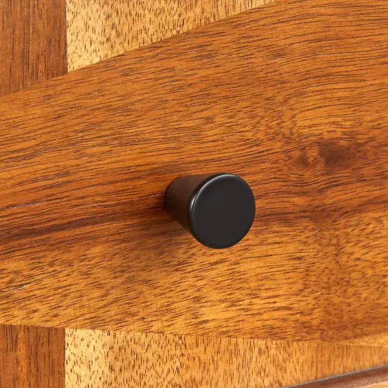 Mid Century Modern 2 Drawer Nightstand Oak: Modern Bedside Table with Storage, Acacia Wood Veneer, Metal Glides