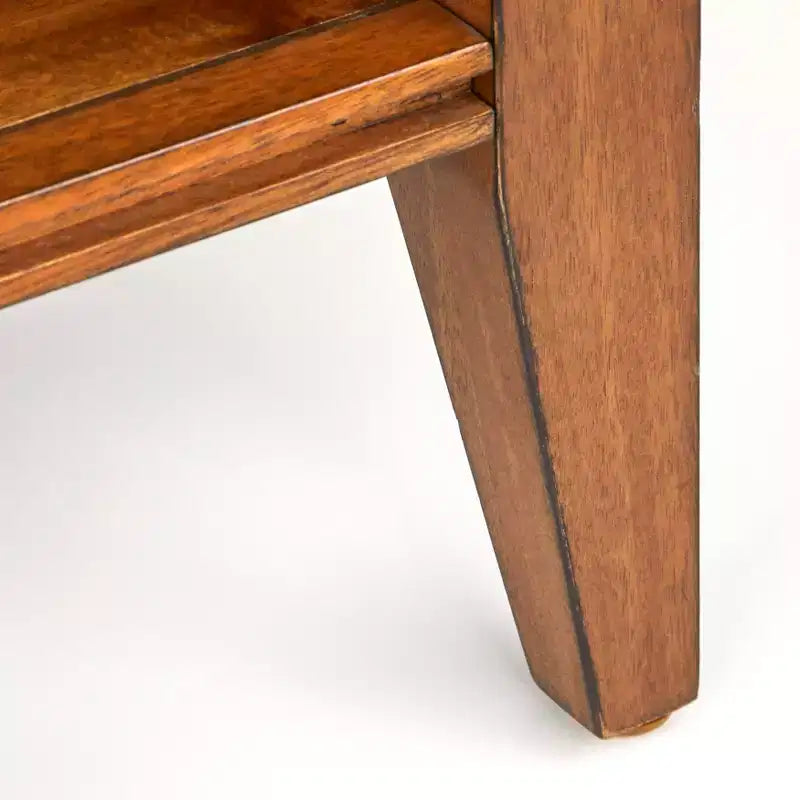 Mid Century Modern 2 Drawer Nightstand Oak: Modern Bedside Table with Storage, Acacia Wood Veneer, Metal Glides