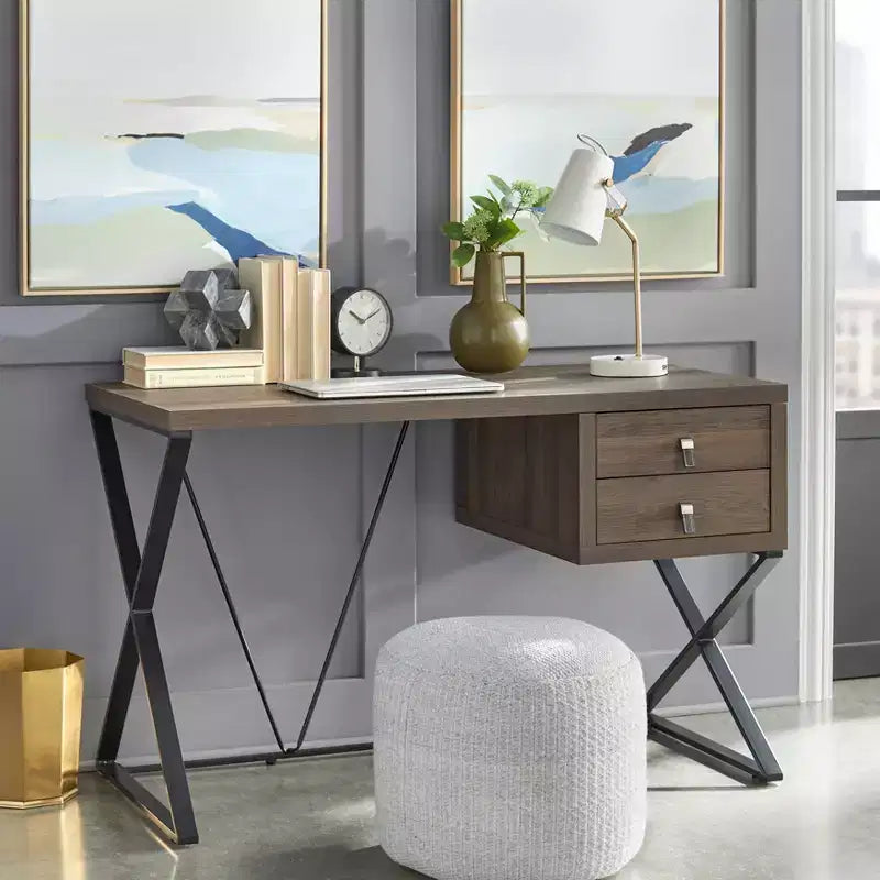 Amara 2 Drawer Desk Brown
