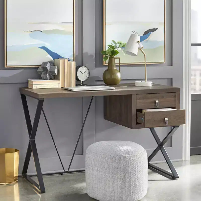 Amara 2 Drawer Desk Brown