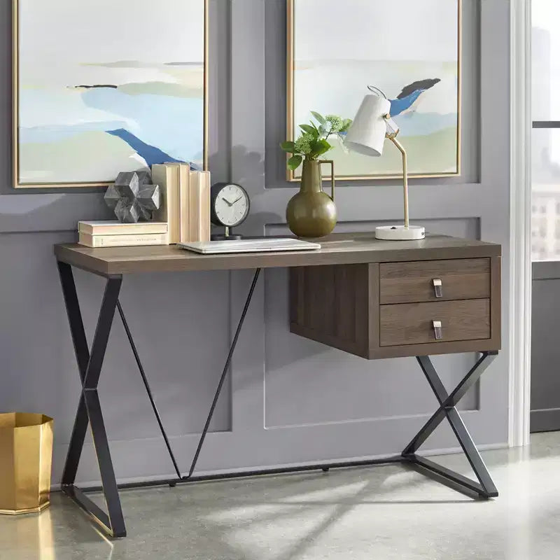 Amara 2 Drawer Desk Brown