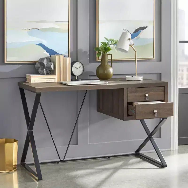 Amara 2 Drawer Desk Brown
